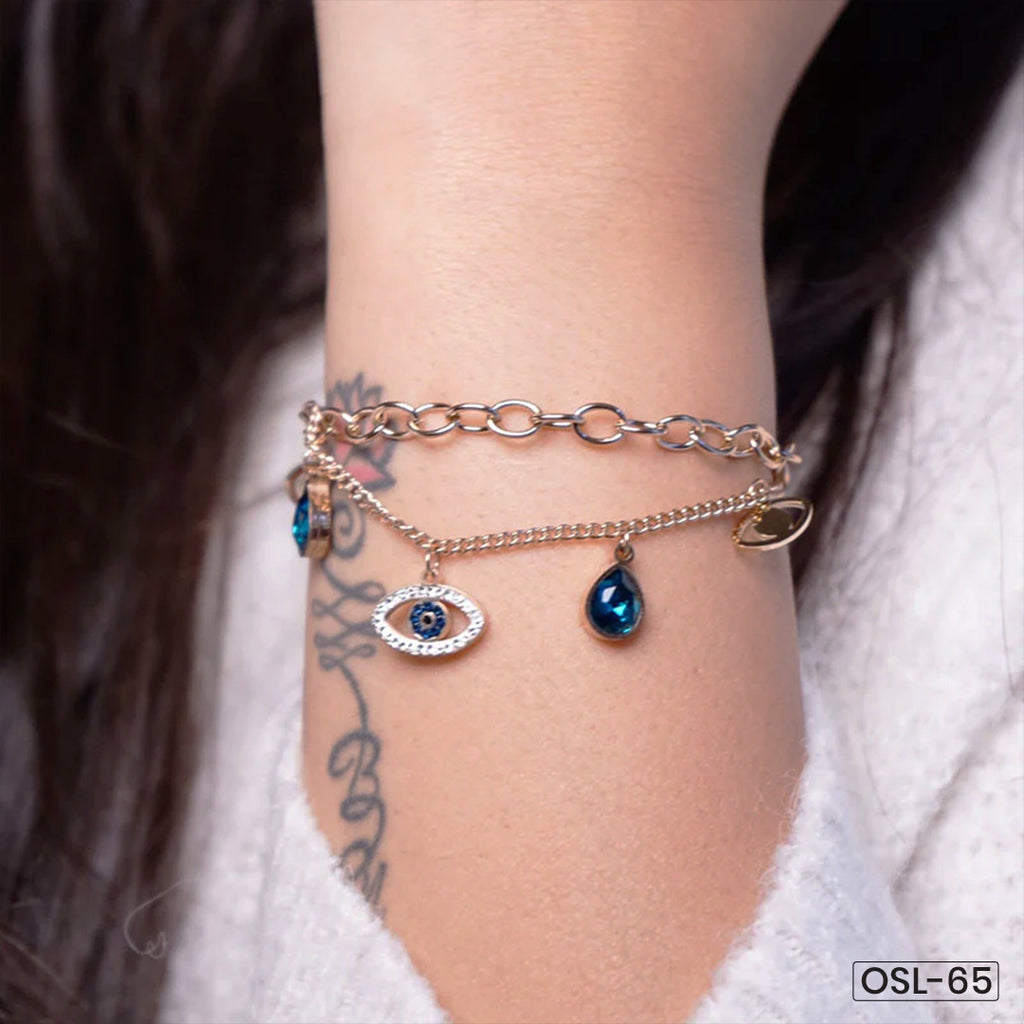 Evil Eye Rose Gold Plated Crystal Bracelet for Women-OSL65