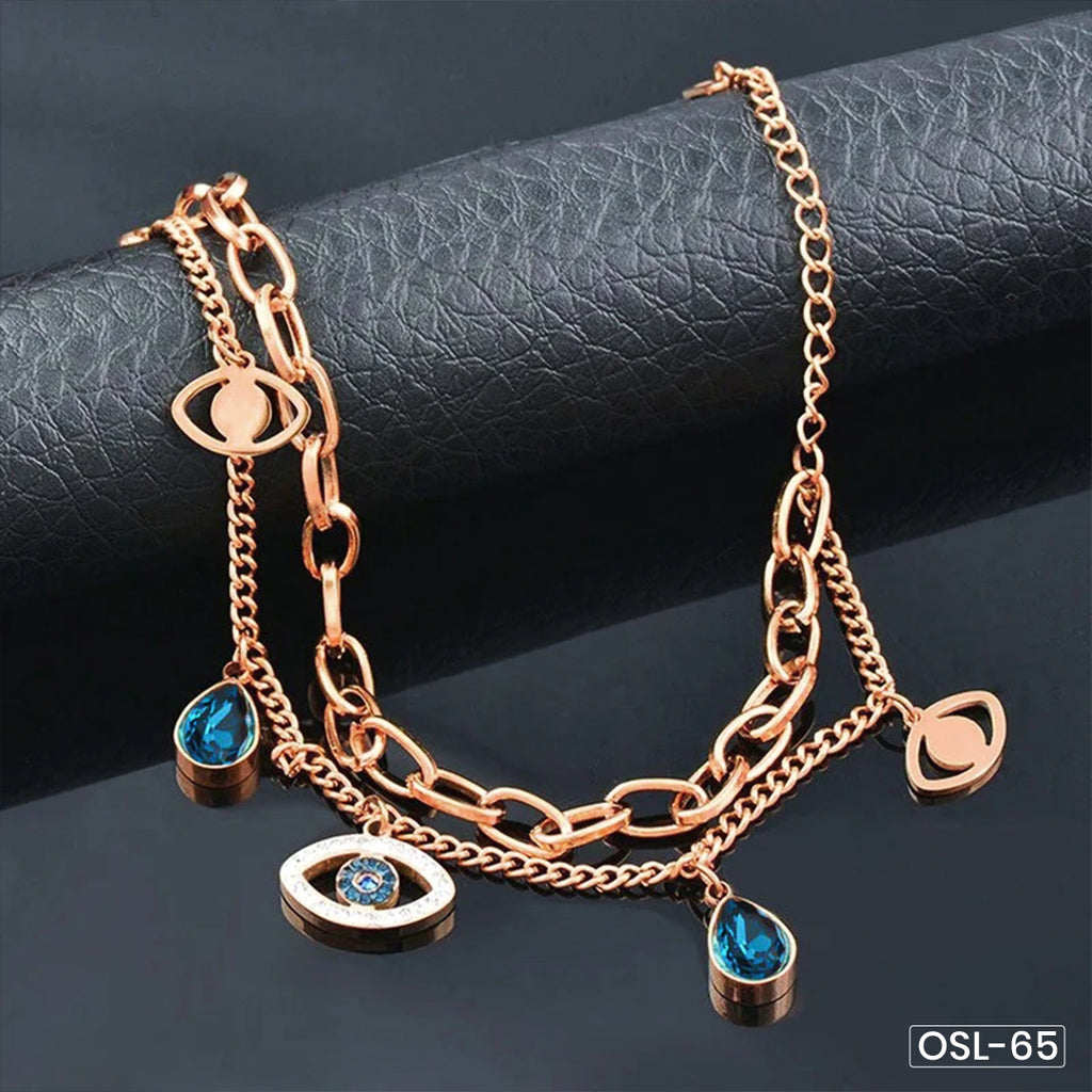 Evil Eye Rose Gold Plated Crystal Bracelet for Women-OSL65