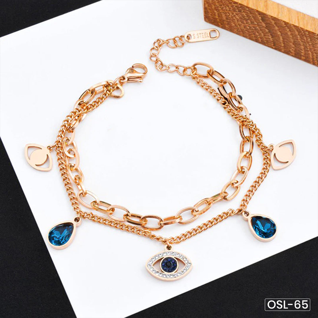 Evil Eye Rose Gold Plated Crystal Bracelet for Women-OSL65