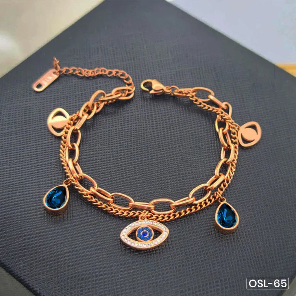 Evil Eye Rose Gold Plated Crystal Bracelet for Women-OSL65
