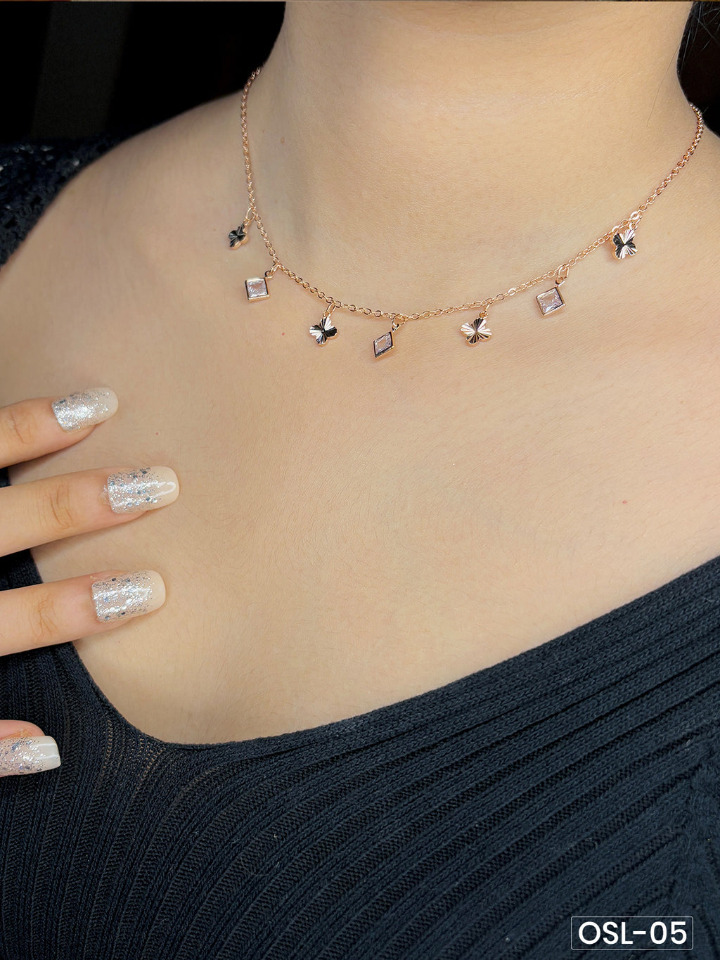 Radiant Vow Rose Gold Tanmaniya Necklace OSL05