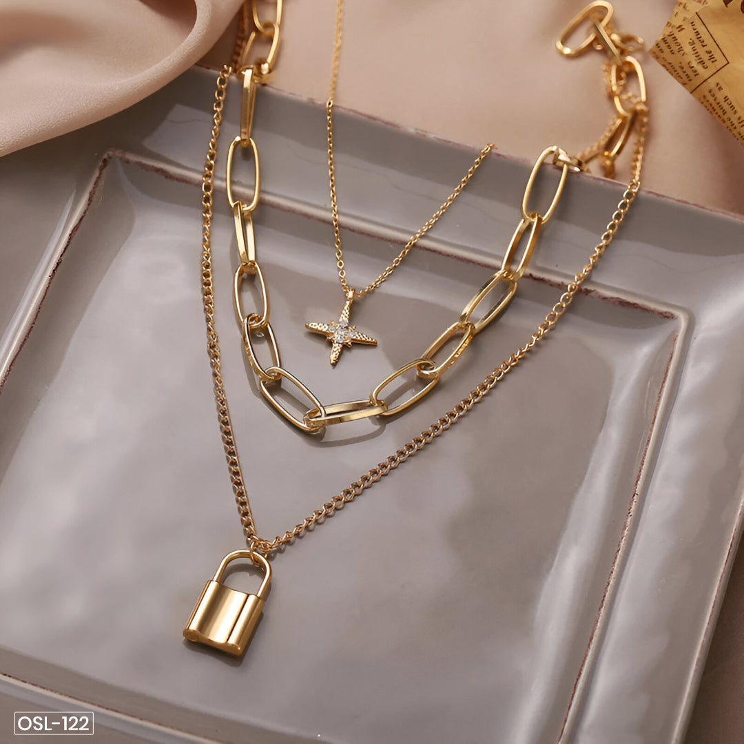 Gold Plated Layered Necklace - OSL122