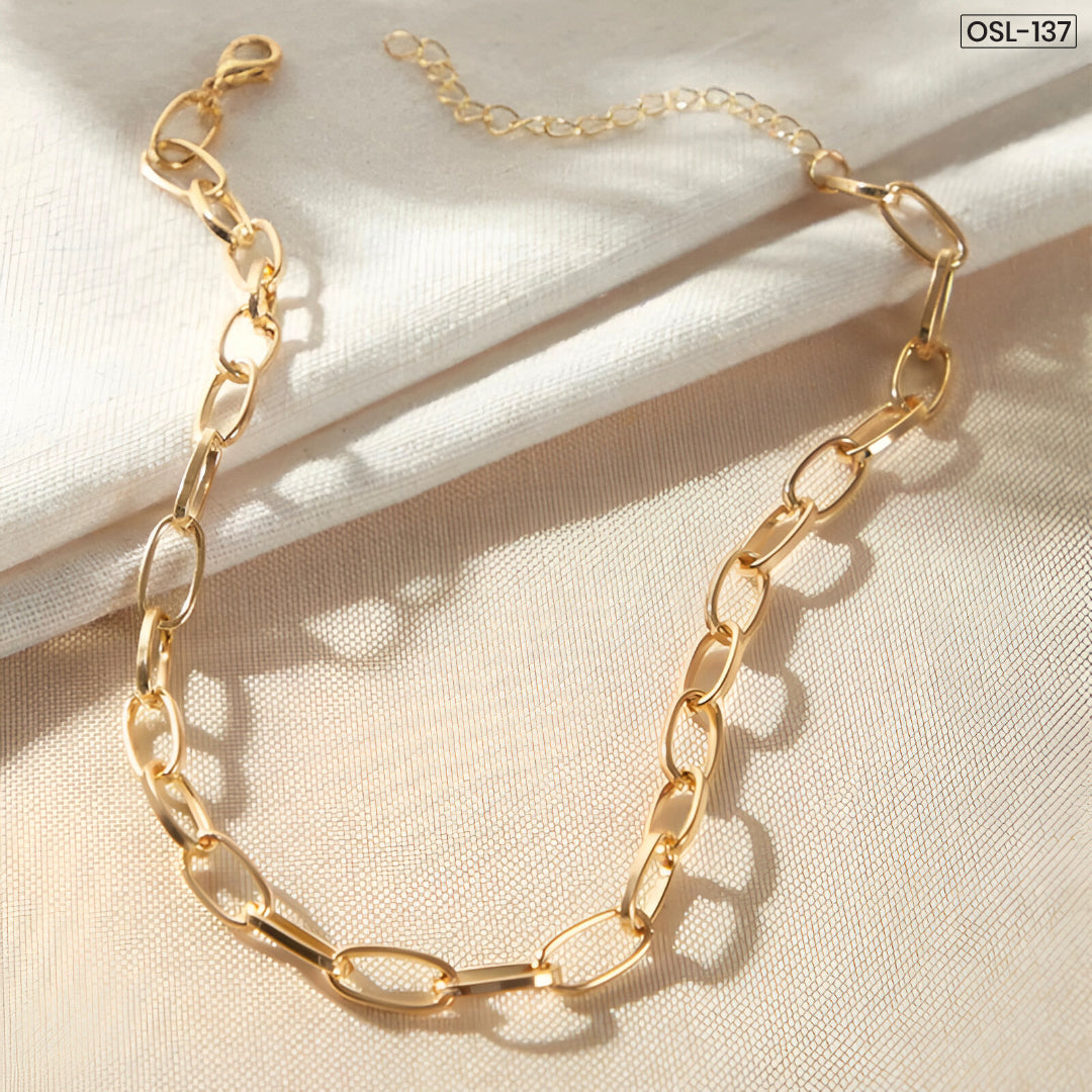 Litzy Bold Chain Gold Plated Necklace for Women-OSL-137