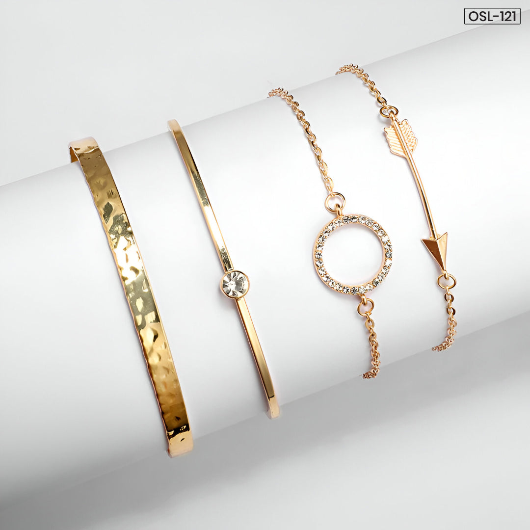 Gold Plated Contemporary Bracelet Set (Pack of 4)-OSL121